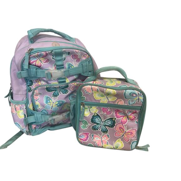 Pottery Barn Kids Girls Mackenzie Backpack Butterfly & Lunchbox - Picture 1 of 8